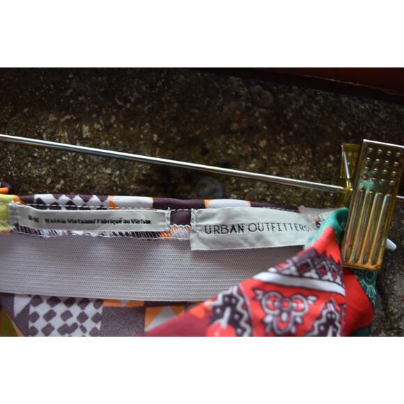 Urban Outfitters Patchwork Midi Skirt with slit– Boho Geometric Print – Size M - Picture 3 of 4